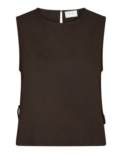 Neo Noir - Svetlana linen Top - Dark Brown 